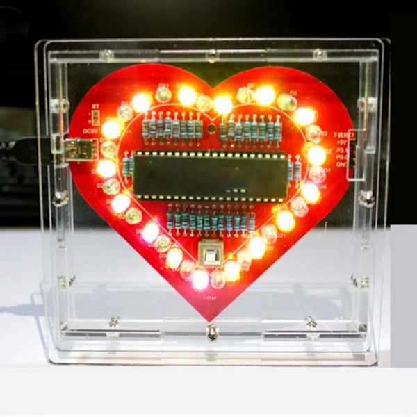 DIY Farverigt MCU Modul Hjerteformet Lampe Lys Elektronisk Kredsløbskort Kit