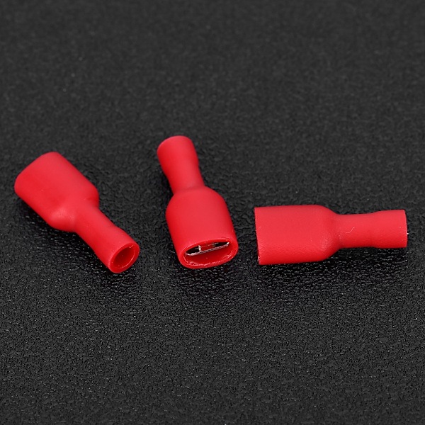 1000 stk. FDFD1-250 PVC Fuld Isoleret Hun Terminal Ledningsstik Terminal Kit Rød