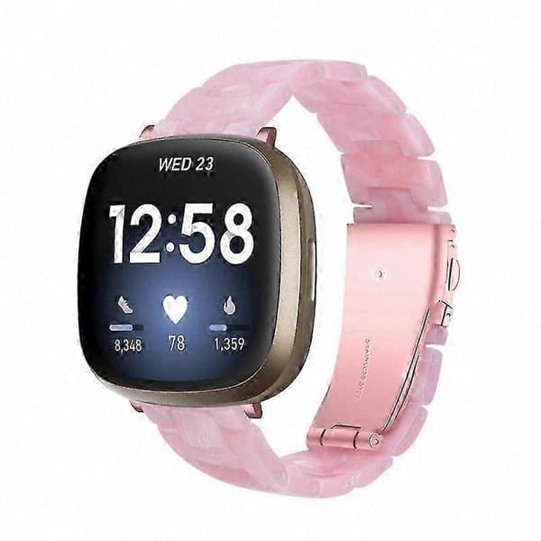 20 mm harpiksrem med spænde i rustfrit stål til Fitbit Versa 4/Sense 2 udskiftningsurrem Pearl Pink