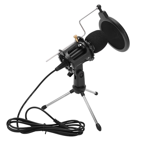 USB Dator Mikrofon Kardioid Kondensatormikrofon Kit med Vikbart Stativ för Studioinspelning