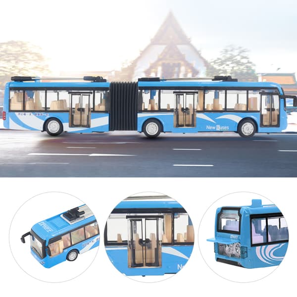 1:48 CS0133 Elektronisk Bybus Lys Bil Pædagogisk Legetøj til Børn Trafikmodel (Blå)