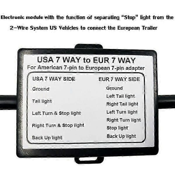 USA til EU trailerlyskonverter US 7-vejs flad stift til EU 7-polet rund stik Musta