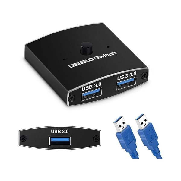 USB3.0 Switch Selector, USB tovejs delingsswitchadapter Del data på kontor, bibliotek, skole, stue