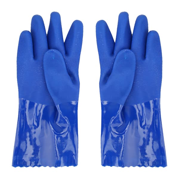 PVC Kemikalieresistenta Handskar Stickad Bomullsfodrad Rak Ärm Skyddshandskar Halkfria (M)