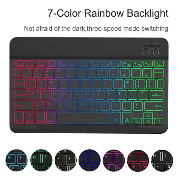 【03】Samsung Galaxy Tab A9+ Nahkakotelo irrotettavalla RGB-taustavalaistulla näppäimistöllä Style E