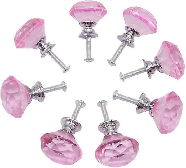 x 30 mm diamantdørknopper, krystalglas diamantdørknopper med skruer til skabsskuffer og møbler