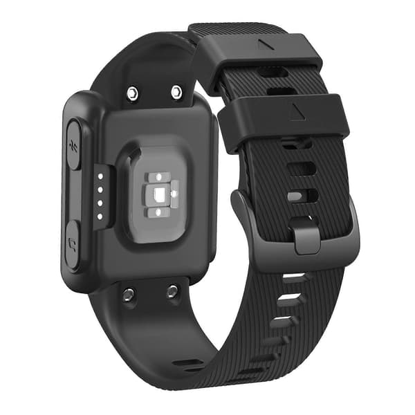 【03】Silikoniranneke Garmin Forerunner 35 / 30 -kelloon, säädettävä ranneke mustalla soljella, musta