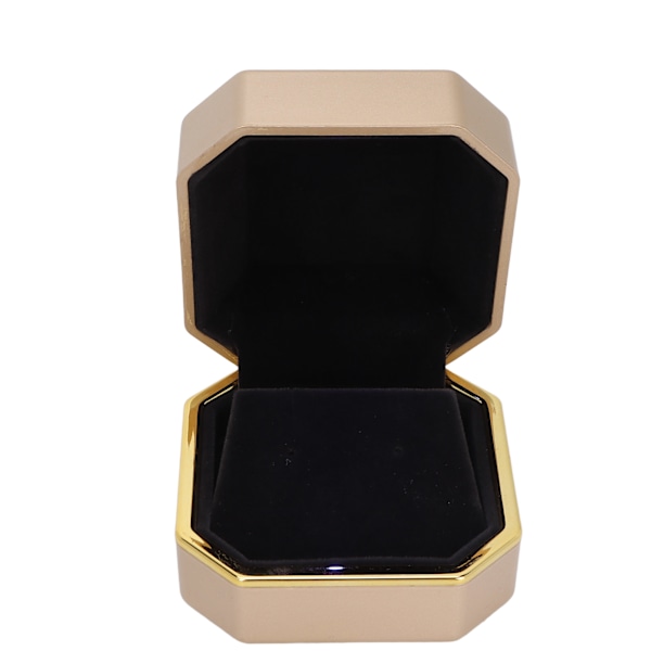 Ring Presentask Elegant Skyddande Liten Smyckesförvaring Displayfodral med Lampa för Frieri Bröllop Guld