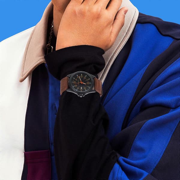 Herr Quartz Armbandsur Vävd Nylon Herrklocka Mode Sport Armbandsur Kalender Quartz Armbandsur (Brun)