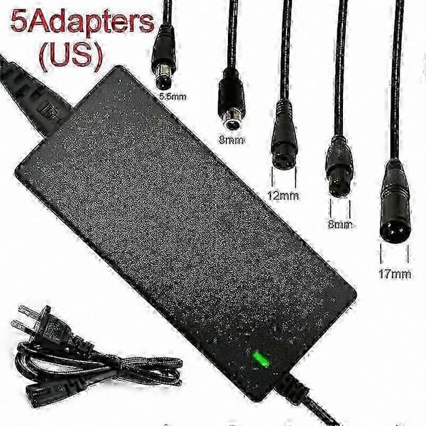 Universal lithium batterioplader 42V 2A til elcykler og scootere med 5 stik, strømforsyningsadapter EU Plug