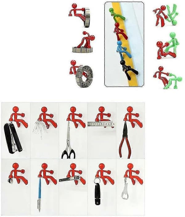 Sæt med 4 stærke magnetiske nøgleholderkroge med vægklatrende mandsdesign (tilfældig)