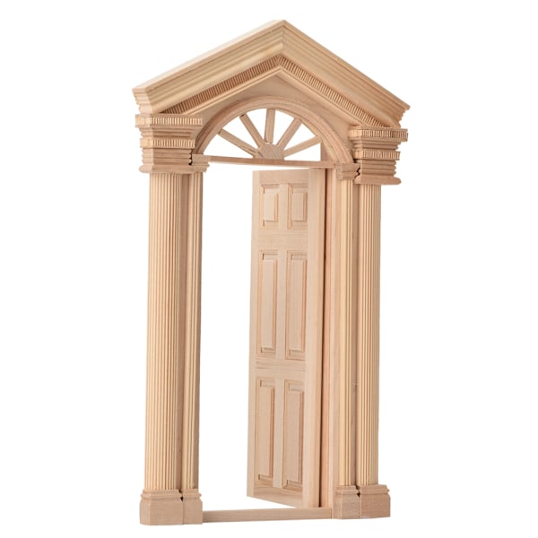 1:12 Dockhus Mini Trä Spetsig Dörr för Dockor DIY Dockhus Möbler Tillbehör