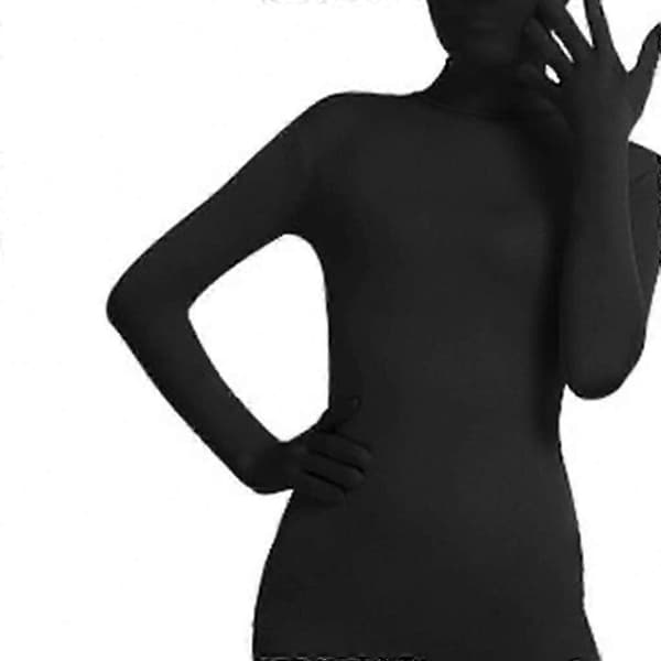 Unisex sort spandex heldragt, strækbar usynlig herrebody til Halloweenfest S