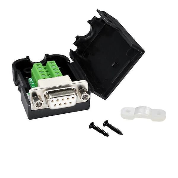 DB9 Loddefri stik RS232 D-SUB Seriel til 9-polet portterminal Han Hun Adapter med hus (1) musta
