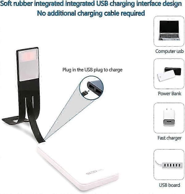 (Musta) USB LED-lukulamppu, 3-värinen lukulamppu