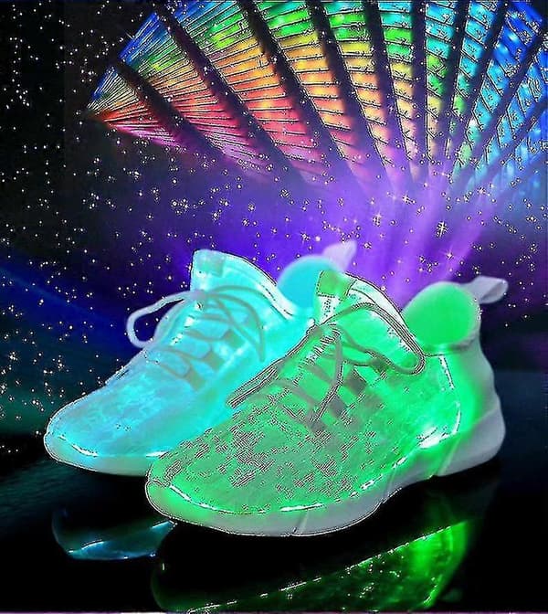 LED-sko Fiberoptiske lys-sneakers Genopladelige lysende sneakers White 43