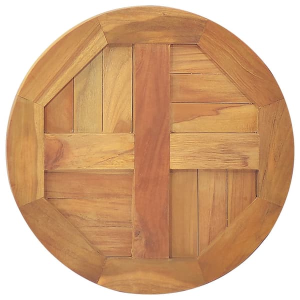 【03】vidaXL Bordplade Massiv Teak Rund 2,5 cm 40 cm Brun Brun brown