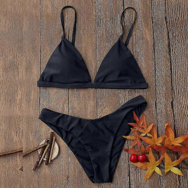 kvinder push-up polstret bh strand bikini sæt badedragt badetøj Black M