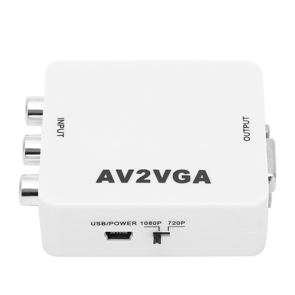 For AV til VGA Konverter Bærbar 1920x1080 HD AV2VGA Video Konverter med USB-kabel