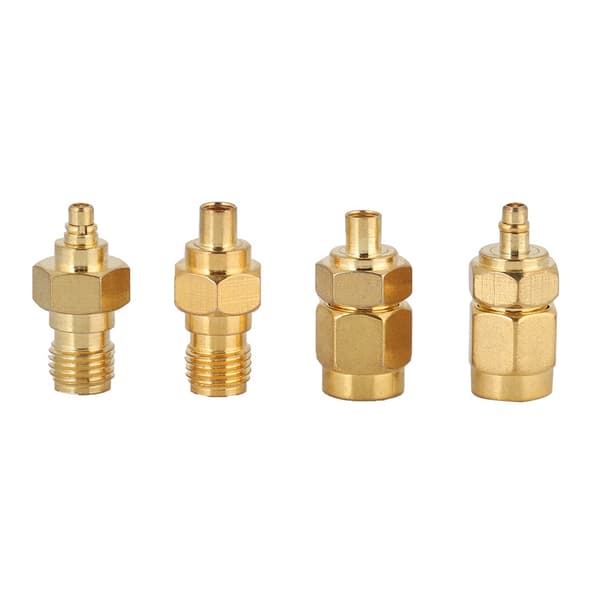 4 stk. Nikkelbelagt messing MMCX til SMA adapter 50ohm impedans til antenneradio