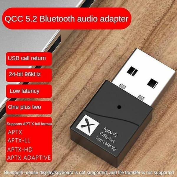 USB-A Bluetooth 5.2-adapter med aptX LL aptX Adaptive, Bluetooth-ljudsändare