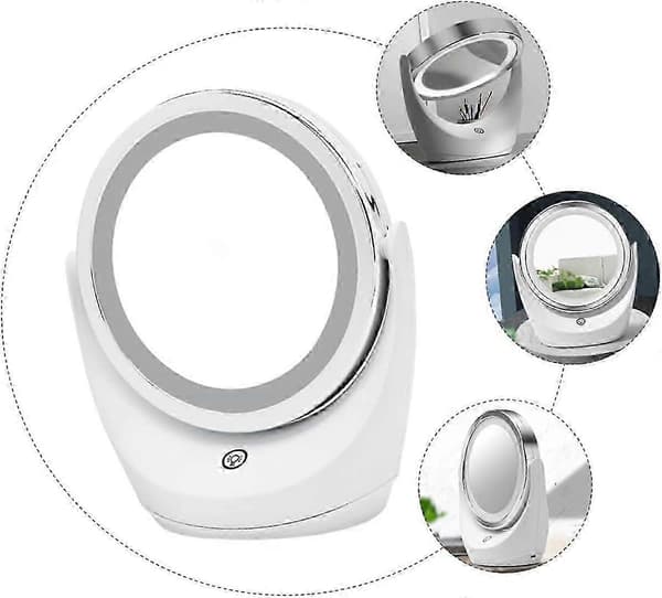 Belyst sminkspegel, dubbelsidig sminkspegel med LED-ljus, touchkontroll, sminkspegel för skrivbord och resor White