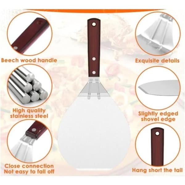 【03】Pizzaspade - Uspecificeret - 33 cm - Rustfrit stål - Praktisk til ovn og grill