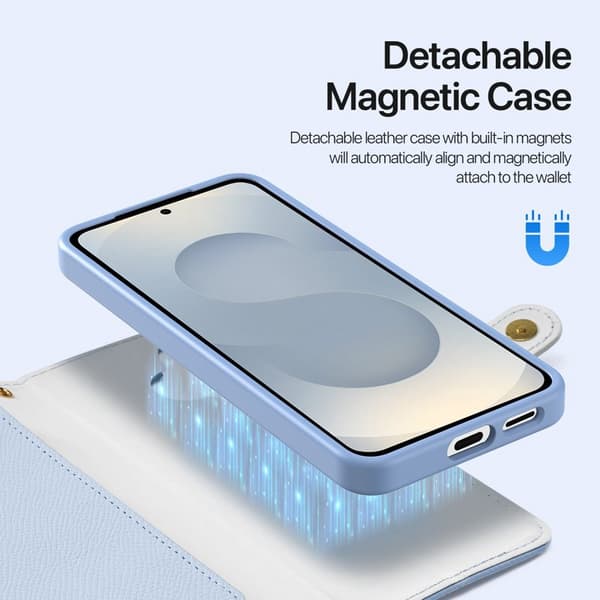 【03】Dux Ducis Pungcover til Samsung Galaxy S26 Ægte læder Magnetisk - Lyseblå