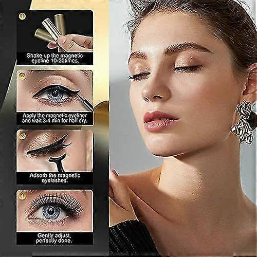 3 par magnetiska lösögonfransar Eyeliner Set 3d återanvändbara limfria ögonfransar sminkverktyg