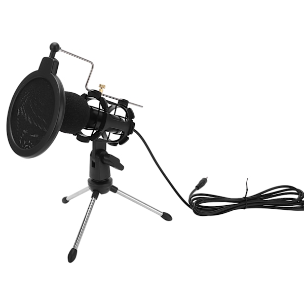 USB Dator Mikrofon Kardioid Kondensatormikrofon Kit med Vikbart Stativ för Studioinspelning