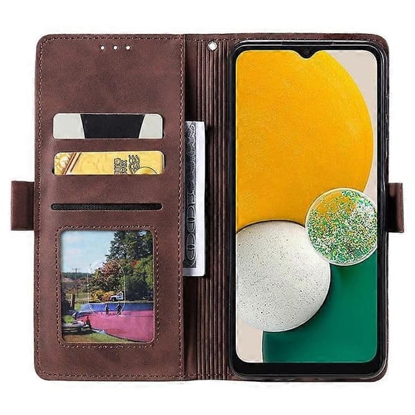 【03】til Samsung Galaxy A36 5G Pung Etui Stativ Læder Telefon Cover - Perfekt Brown
