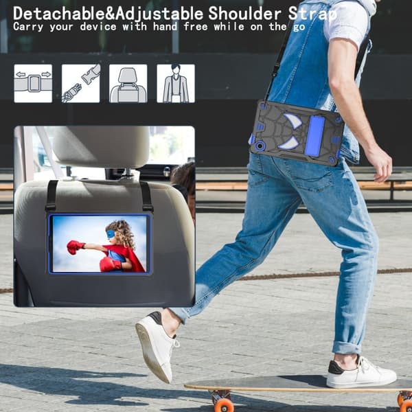 【03】Samsung Galaxy Tab A9 Fodral i Spindel Silikon Hybrid PC Bakom Bl\u00e5
