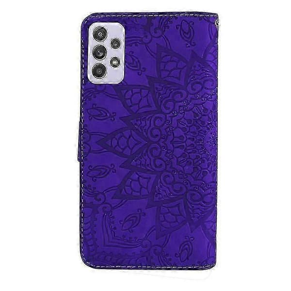Pung etui til Samsung Galaxy A52/A52S Premium PU læder flip cover Mandala -XN Purple
