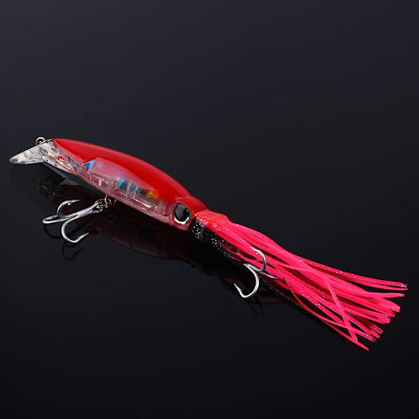 24cm/40g Fiskedrag Bläckfiskdrag Fiskbete Crankbait Utrustning Jigg Trekrok Rosröd