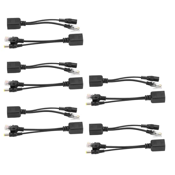 5 par Power Over Ethernet POE Splitter Adapter Injektor DC12V til IP-kamera Sort