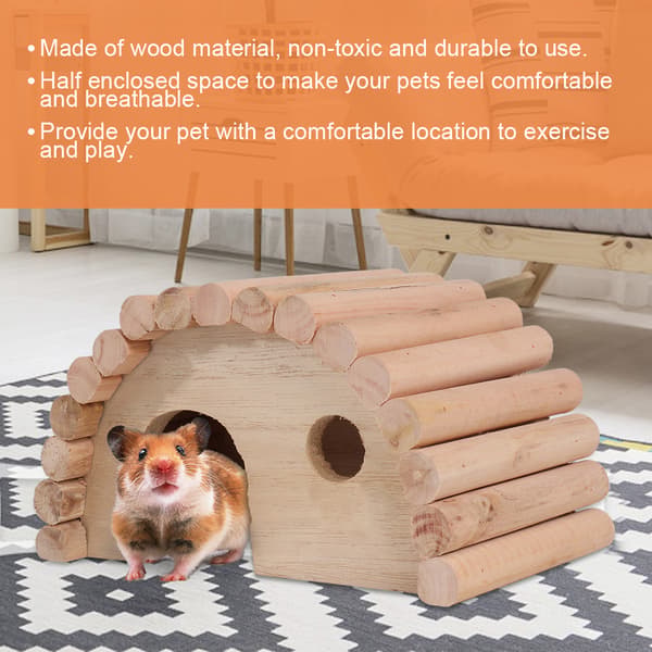 Hamsterbåge i trä, säng, litet djur, varmt hus, hamsterbo, leksak i trä