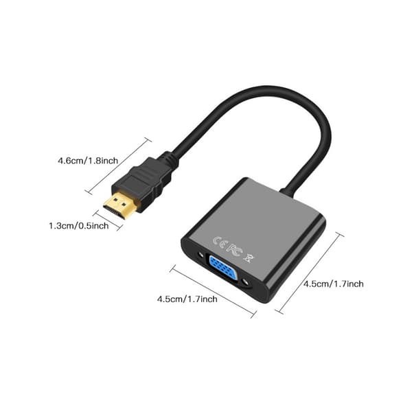 2 stk. HDMI til VGA adapterkabel med lyd, HDMI til VGA konverter og lydkabel, HDMI adapter.