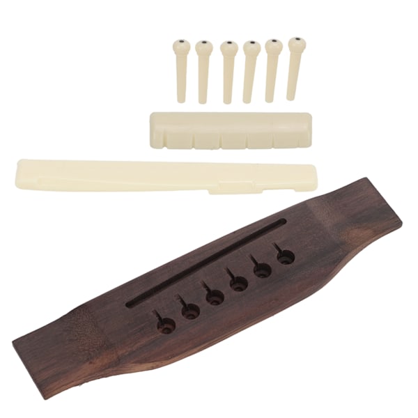 Gitarr Förspårat Stallset Rosenträ Plast Sadel Mutter Pin Set för Akustiska Gitarrer