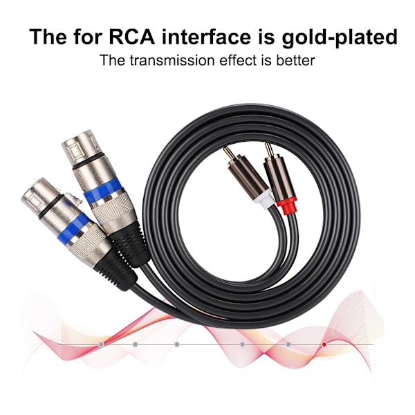 Dobbelt for RCA han til dobbelt XLR hun lydadapterkabel patchledning dobbelt række PVC-ledning