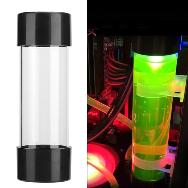 Transparent Cylindrisk Computer Vandkøling Vandtank 150MM med G1 / 4 Gevind