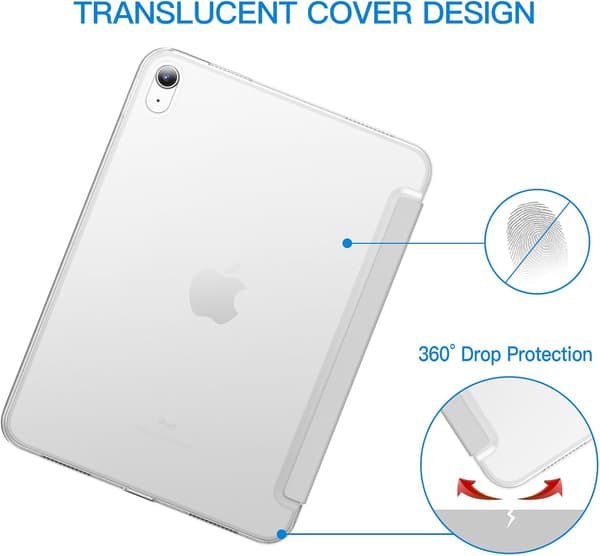 【03】Fodral för iPad (A16) 11:e/10:e generationen (2025/2022), Slimmat Ställ Hårt Baksidesskal Auto Wake/Sleep Funktion (Silver) Silver