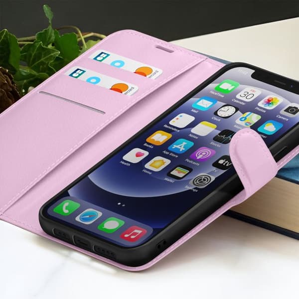 【03】Plånboksfodral för iPhone 12 mini med stativ och magnetisk flik Zanaé Rosa Rosa