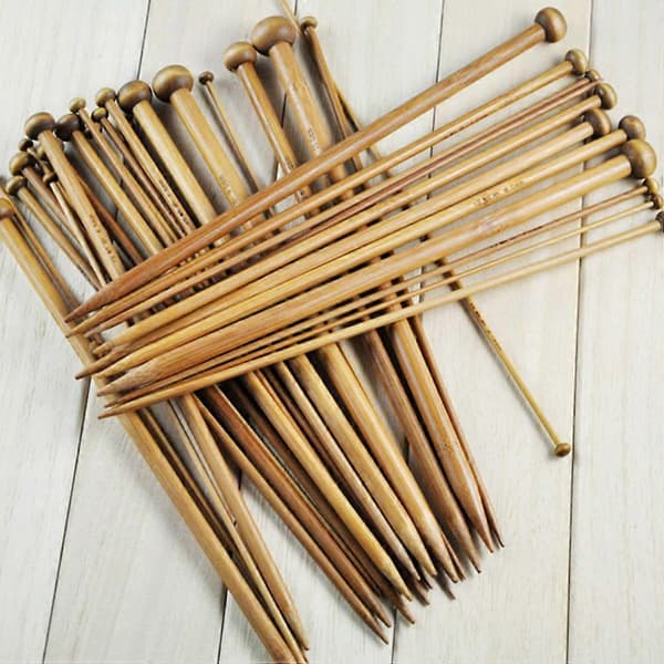 36 st. sticknålar i bambu, karboniserade virknålar med en ände från 2,0 mm till 10 mm