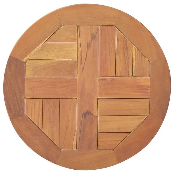 【03】vidaXL Table Top Solid Teak Round 2.5 cm 40 cm Brun Brun brown