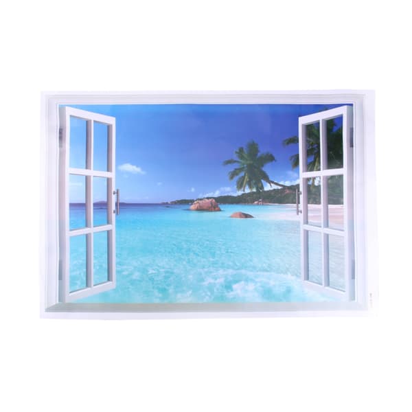 3D Vy Rumsinredning Hav Hav Sandstrand Väggdekal Dekaler Mural PVC Konst
