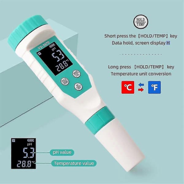 【03】7 i 1 PH/Frit klor/ORP/EC/TDS/Salt/Temp PH-måler Pool Salinitetstester IP67 Vandtæt