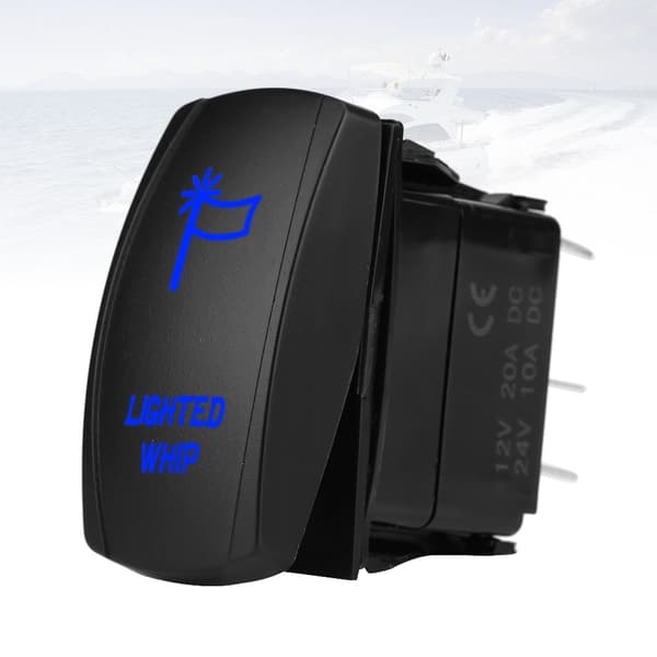 5-benet laserbelyst vippekontakt On Off LED-lys 12V-20A 24V-10A (blå)