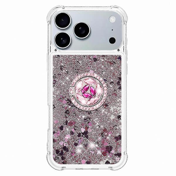 Quicksand TPU-cover med stativ til 17 Pro Max stødsikkert etui PinkGold