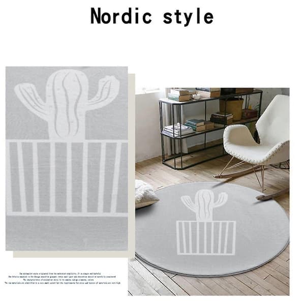 【03】60x60cm Rund Badeværelsesmåtte Skridsikker Blød Måtte til Badeværelse Soveværelse Legeværelse Stil E Style E Light grey