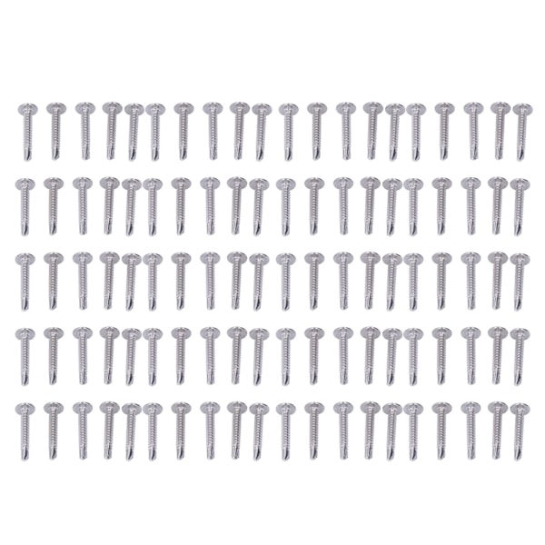 100 st Krysskruv Självgängande Skruvar Runda Brickhuvud Skruvar 410 Rostfritt Stål Skruvfästen 4,8x32mm 100 st